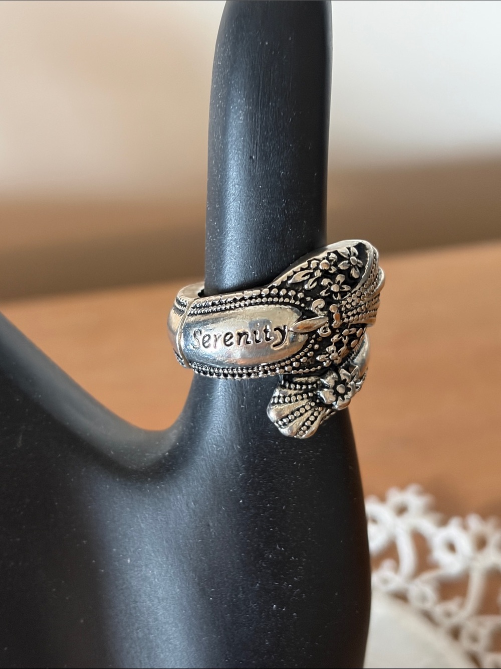 Serenity Script Silver-Tone Wrap Ring